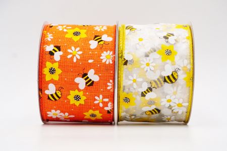 Spring Flower With Bees Collection Ribbon_KF7564.KF7565